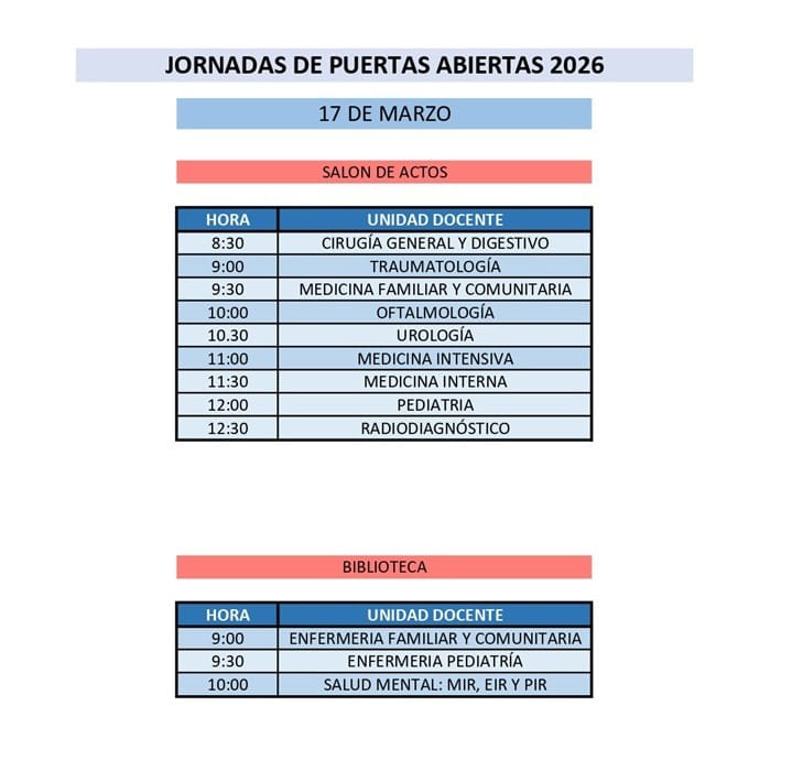 Horario jornadas puertas abiertas