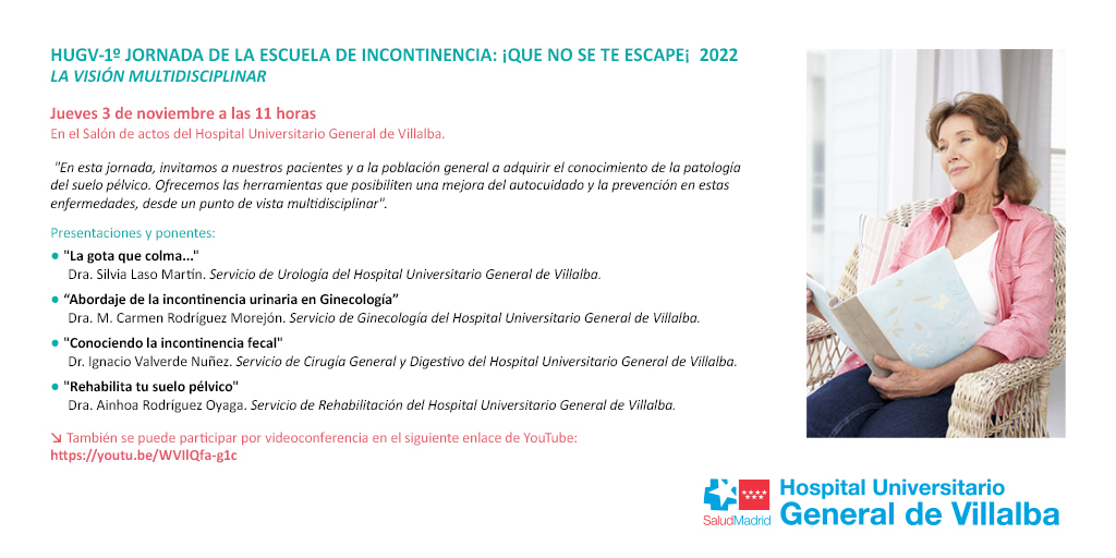 twitter 1ª Jornada Escuela de Incontinencia. Que no se te escape. La visión multidisciplinar HUGV