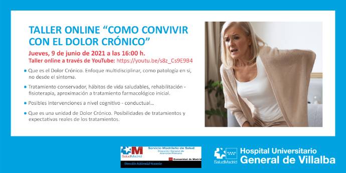 Post Twitter Taller Cómo convivir con el dolor crónico HUGV. Este enlace se abrirá en una ventana nueva